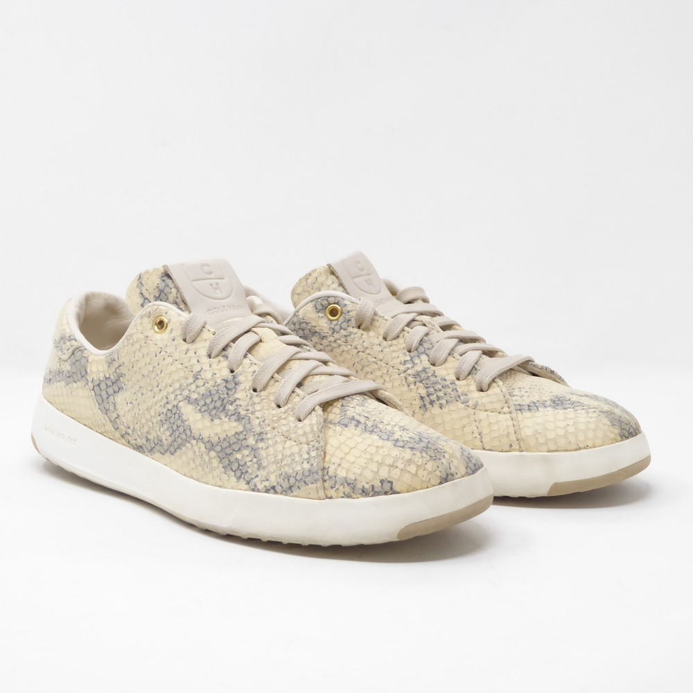 Cole Haan GrandPro Tennis Snake Python Leather Sneakers Women Size 7B Beige Gray